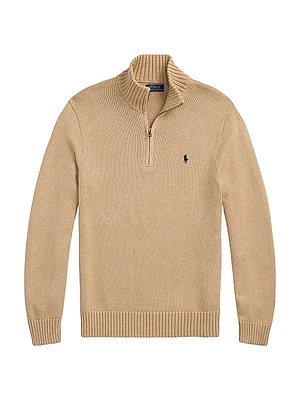 Cotton Knit Quarter-Zip Sweater
