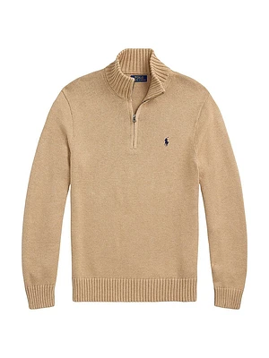 Cotton Knit Quarter-Zip Sweater