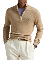 Cotton Knit Quarter-Zip Sweater