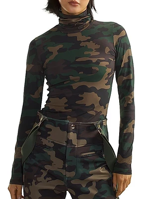 Camouflage Turtleneck Top
