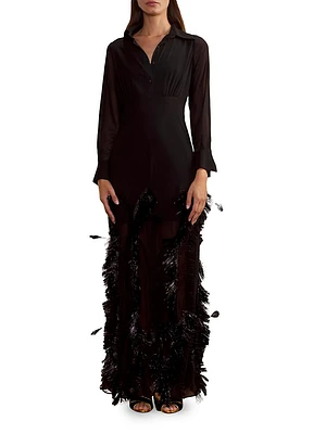 Metallic Fringe Embellished Georgette Dress