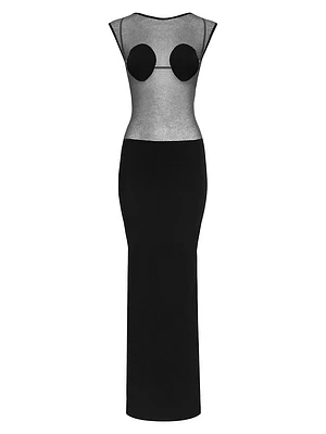 Sheer Fitted Maxi Dress