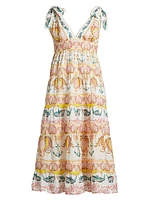 Maritime Magic Cotton Eyelet-Trim Midi-Dress