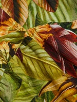 Botanical Forest Floral Linen-Blend Midi-Skirt