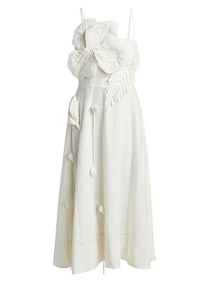 Garden Appliqué Sleeveless Midi-Dress
