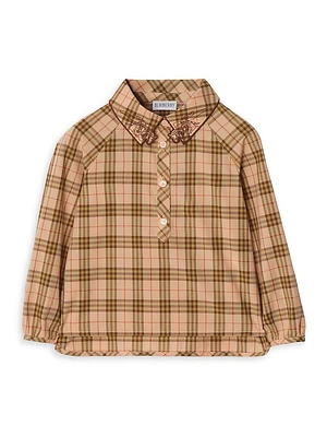 Little Girl's & Elodie Check EKD Embroidered Shirt