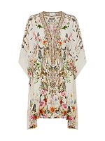 Lace-Up Silk Mini Kaftan