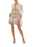 Lace-Up Silk Mini Kaftan