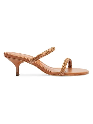 Taliah 50MM Braided Leather Kitten-Heel Sandals