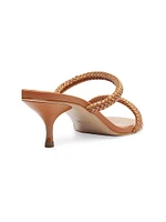 Taliah 50MM Braided Leather Kitten-Heel Sandals