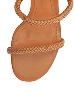 Taliah 50MM Braided Leather Kitten-Heel Sandals