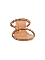 Taliah 50MM Braided Leather Kitten-Heel Sandals