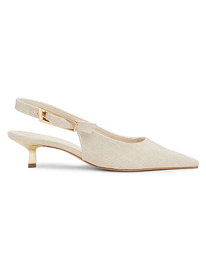Ciara 50MM Linen Kitten-Heel Pumps