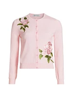 Embroidered Floral Wool Cardigan