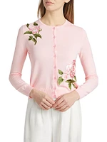 Embroidered Floral Wool Cardigan