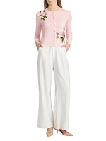 Embroidered Floral Wool Cardigan