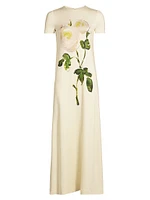 Rose Jersey Short-Sleeve Maxi Dress