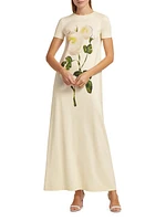 Rose Jersey Short-Sleeve Maxi Dress