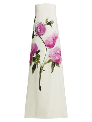 Rose Virgin Wool-Blend A-Line Strapless Gown