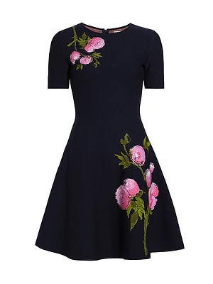English Rose Jacquard Fit & Flare Minidress