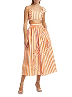 Striped Appliqué Cotton Crop Top