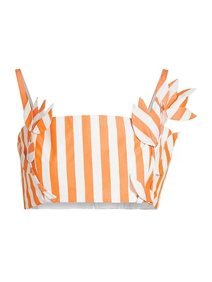 Striped Appliqué Cotton Crop Top