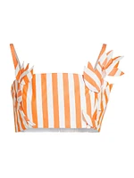 Striped Appliqué Cotton Crop Top