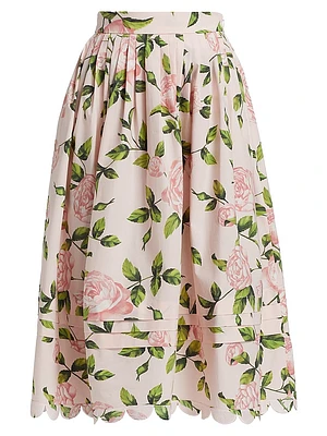 English Roses Scalloped Midi-Skirt