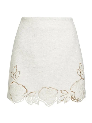 Tweed Floral Cut-Out Miniskirt