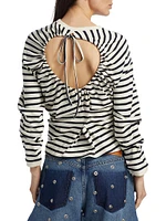 Striped Knotted Jersey Top
