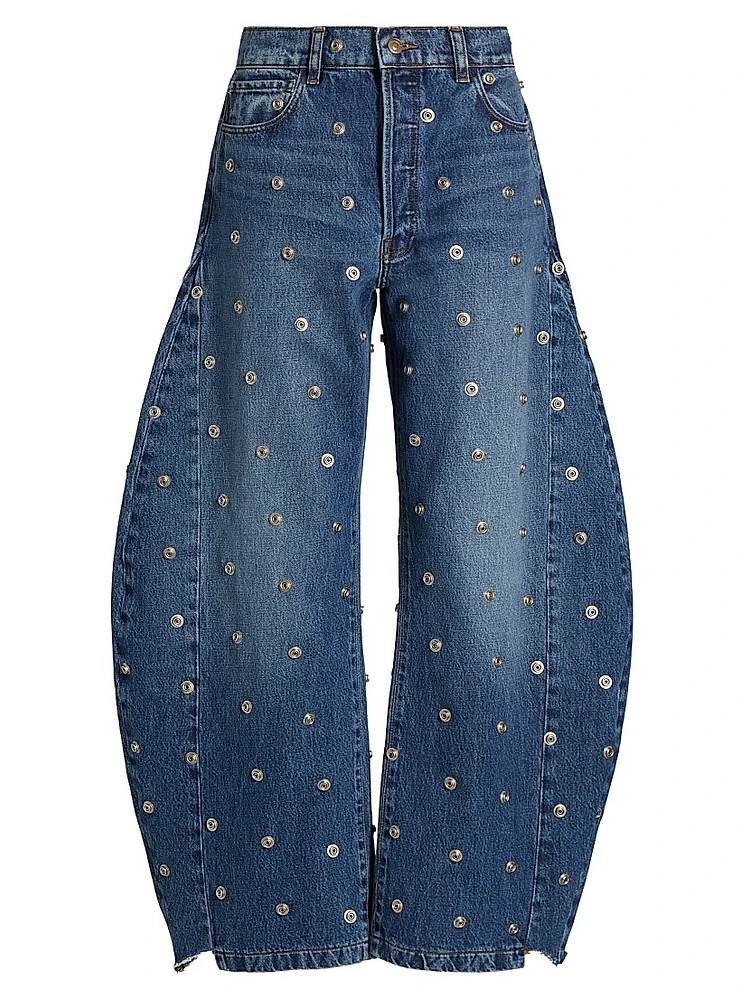 Studded Barrel-Leg Jeans