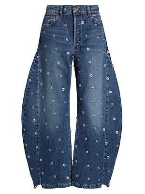 Studded Barrel-Leg Jeans