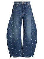 Studded Barrel-Leg Jeans