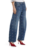 Studded Barrel-Leg Jeans