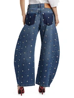 Studded Barrel-Leg Jeans
