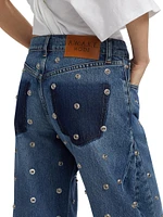 Studded Barrel-Leg Jeans