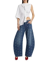 Studded Barrel-Leg Jeans