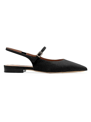 Maloe Souliers x Tabitha Simmons Karla Linen Slingback Flats