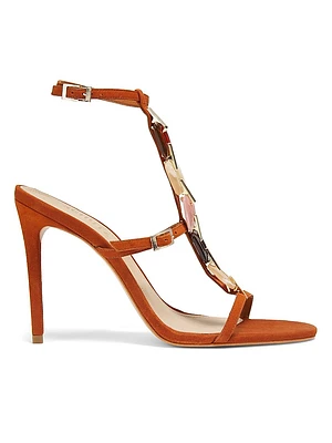 Cassandra 100MM Embellished Suede Sandals