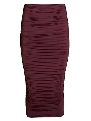 Darcy Mid Rise Ruched Midi Skirt