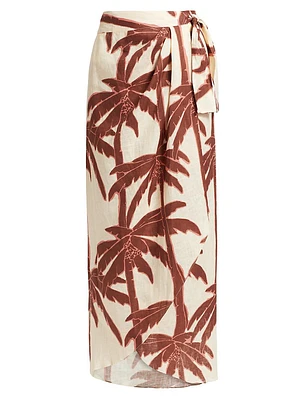 Las Islas Winter Sun Shore Linen Wrap Skirt