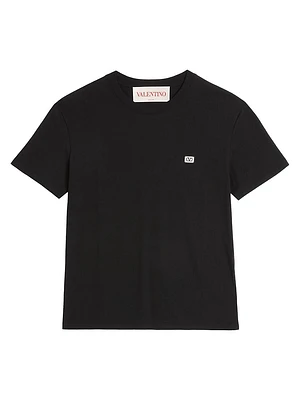 Cotton T-Shirt with VLogo Patch