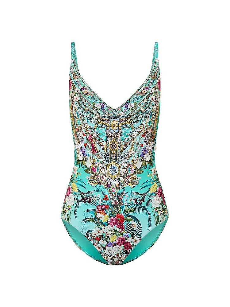 Floral Underwire V-Neck Swimsuit