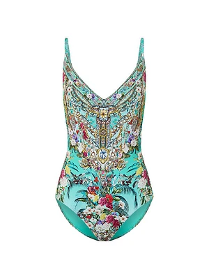 Floral Underwire V-Neck Swimsuit