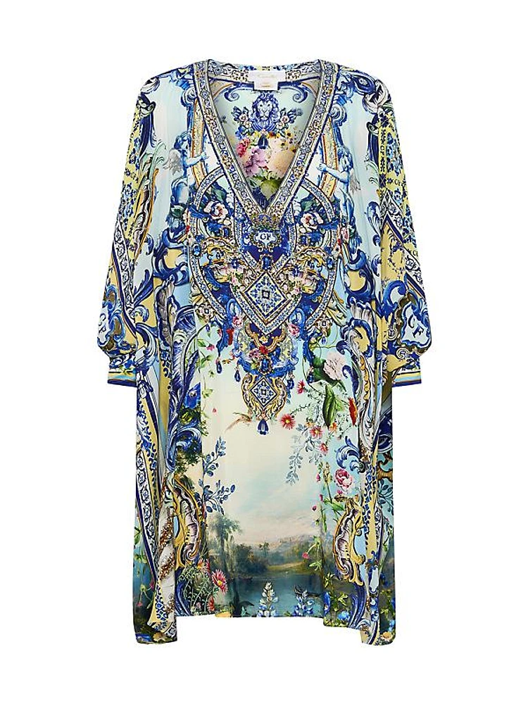 Silk Printed Mini-Kaftan