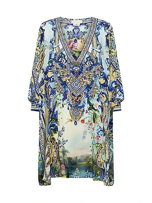 Silk Printed Mini-Kaftan
