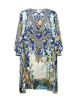 Silk Printed Mini-Kaftan