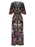 Floral Print Silk Maxi Dress