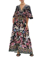 Floral Print Silk Maxi Dress