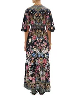 Floral Print Silk Maxi Dress
